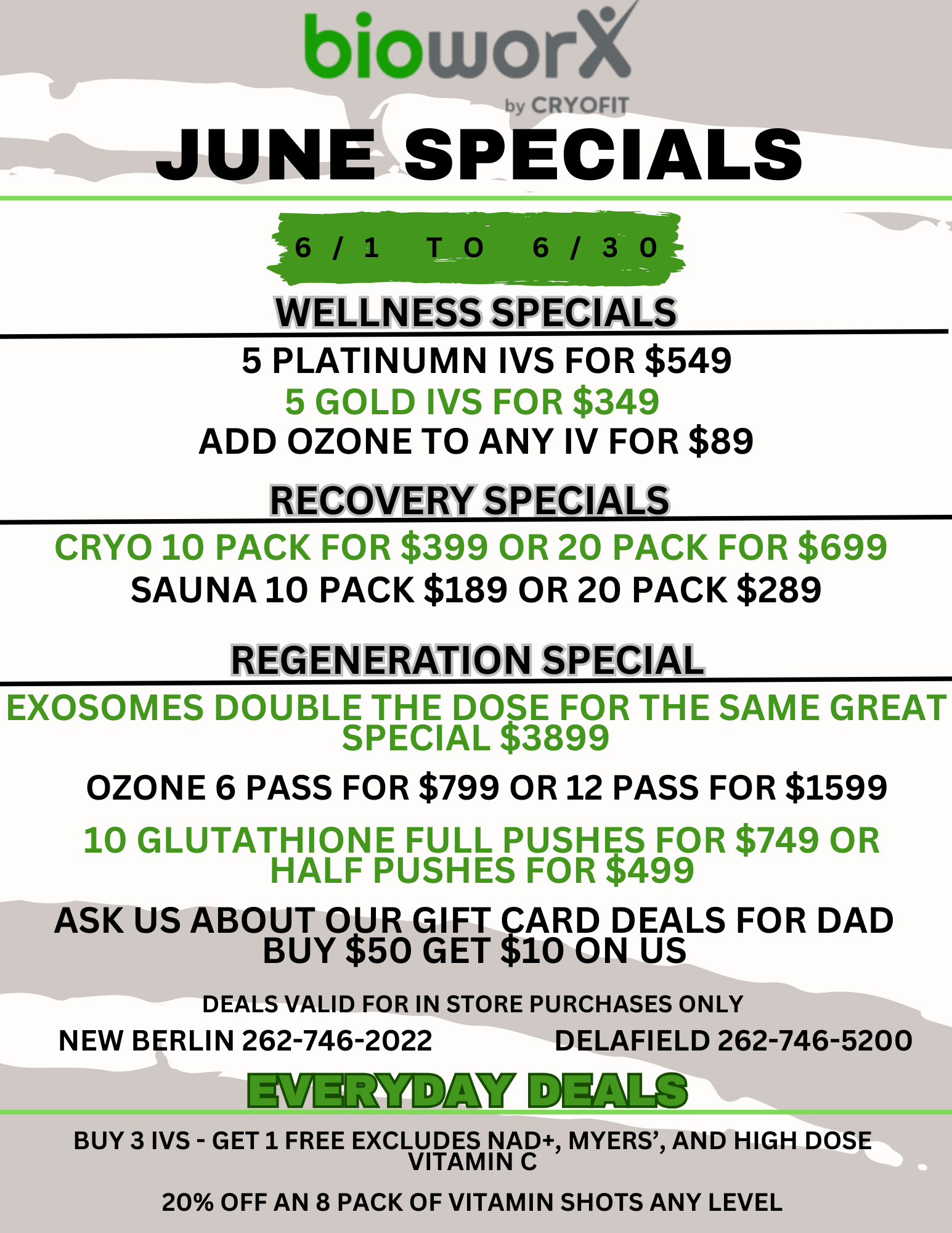 Delafield & New Berlin May Specials