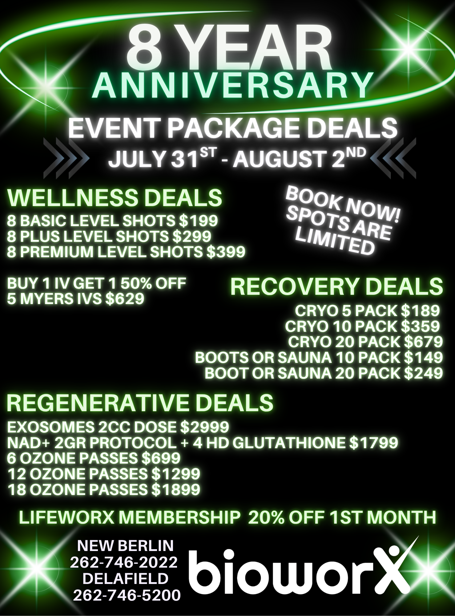 Wisconsin bioworX anniversary specials