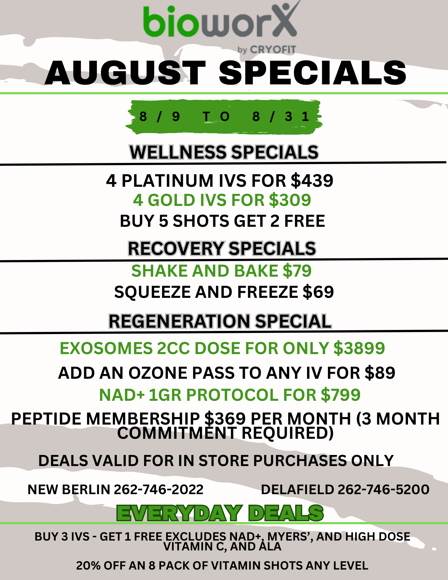 Wisconsin August Specials